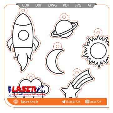 تصویر طرح لیزر آویز خورشید وماه (اجرام آسمانی) #1
