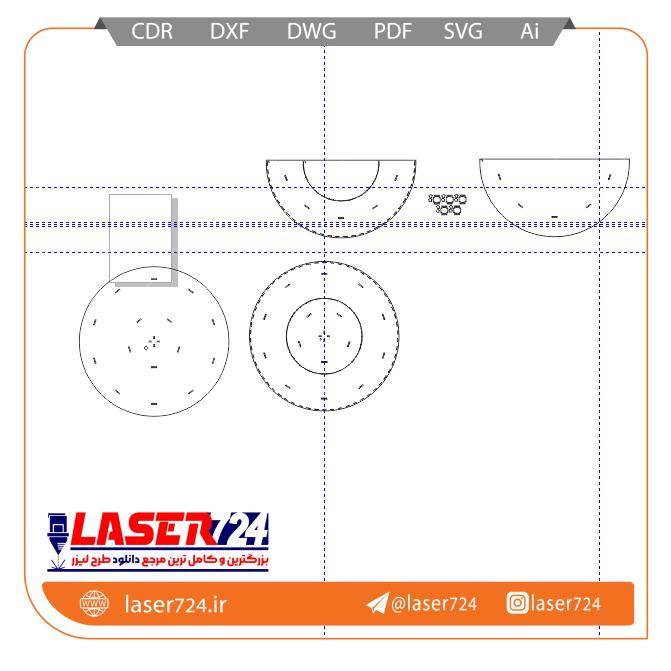 تصویر طرح لیزر لامپ دست ساز نیم دایره و دایره کامل (فایل طلایی) #2