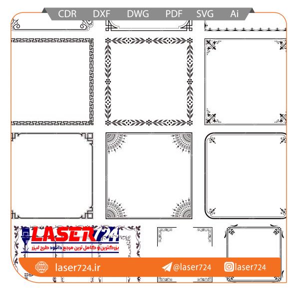 تصویر طرح لیزر قاب مربعی #1