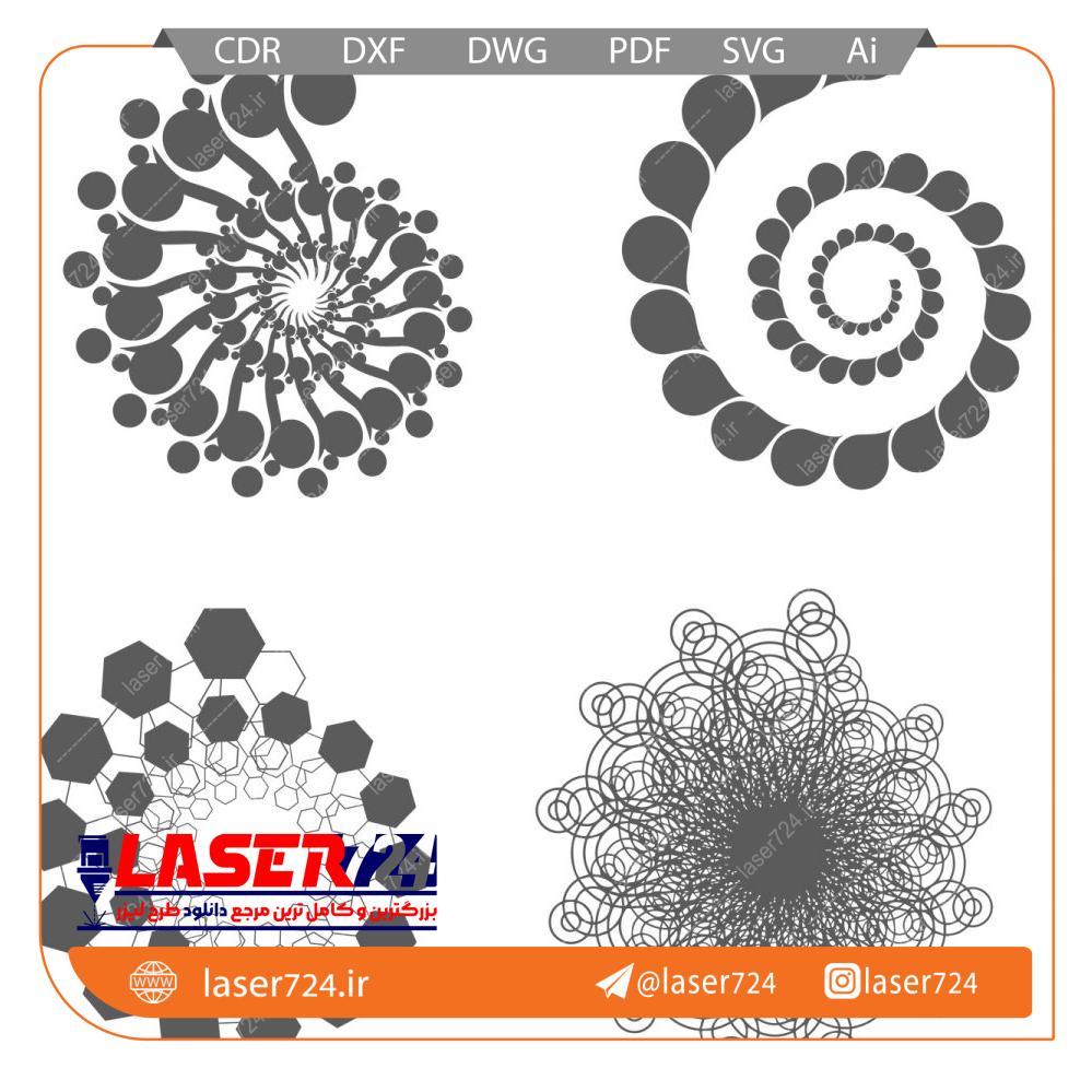 تصویر طرح لیزر وکتور حلزونی (8 مدل) #1