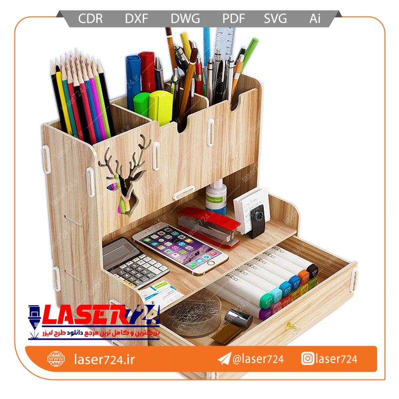 تصویر طرح لیزر جامدادی و کشو رومیزی #1