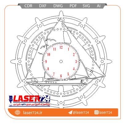 تصویر طرح لیزر ساعت لنگر و کشتی (2 مدل) #2