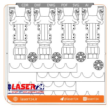 تصویر طرح لیزری مهره تخته نرد طرح سربازان هخامنشی #1