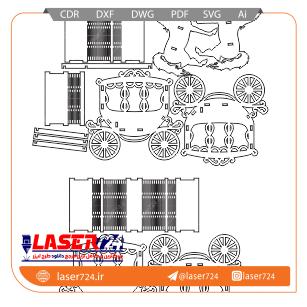 تصویر طرح لیزری ماکت اسب و کالسکه(ارتفاع 15 سانتی) #1