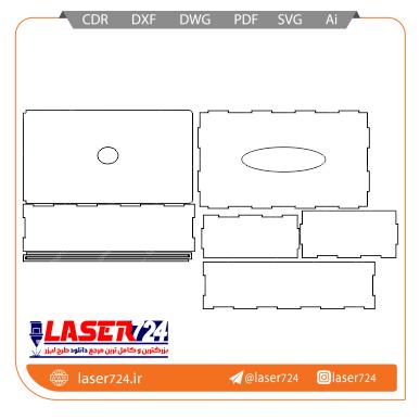 تصویر طرح لیزری جعبه دستمال ساده 22 سانتی #1