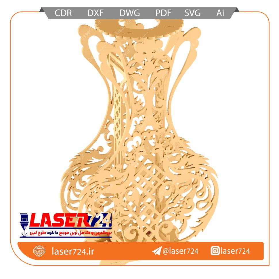 تصویر طرح لیزری گلدان چوبی(4میل) #1