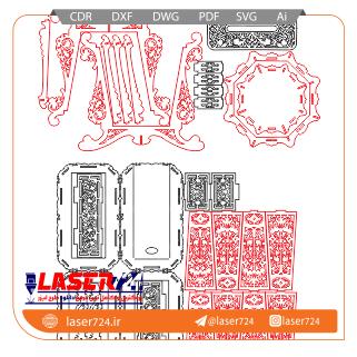 تصویر طرح لیزری ست سطل و جای دستمال #1