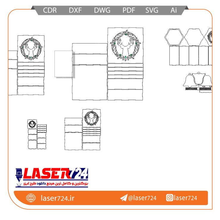 تصویر طرح لیزر جعبه مدل گوزن 4 سایز #2