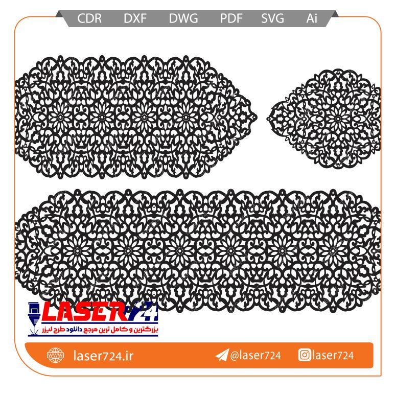 طرح لیزری رانر و رومیزی چرم گلدار  تصویر شماره 1
