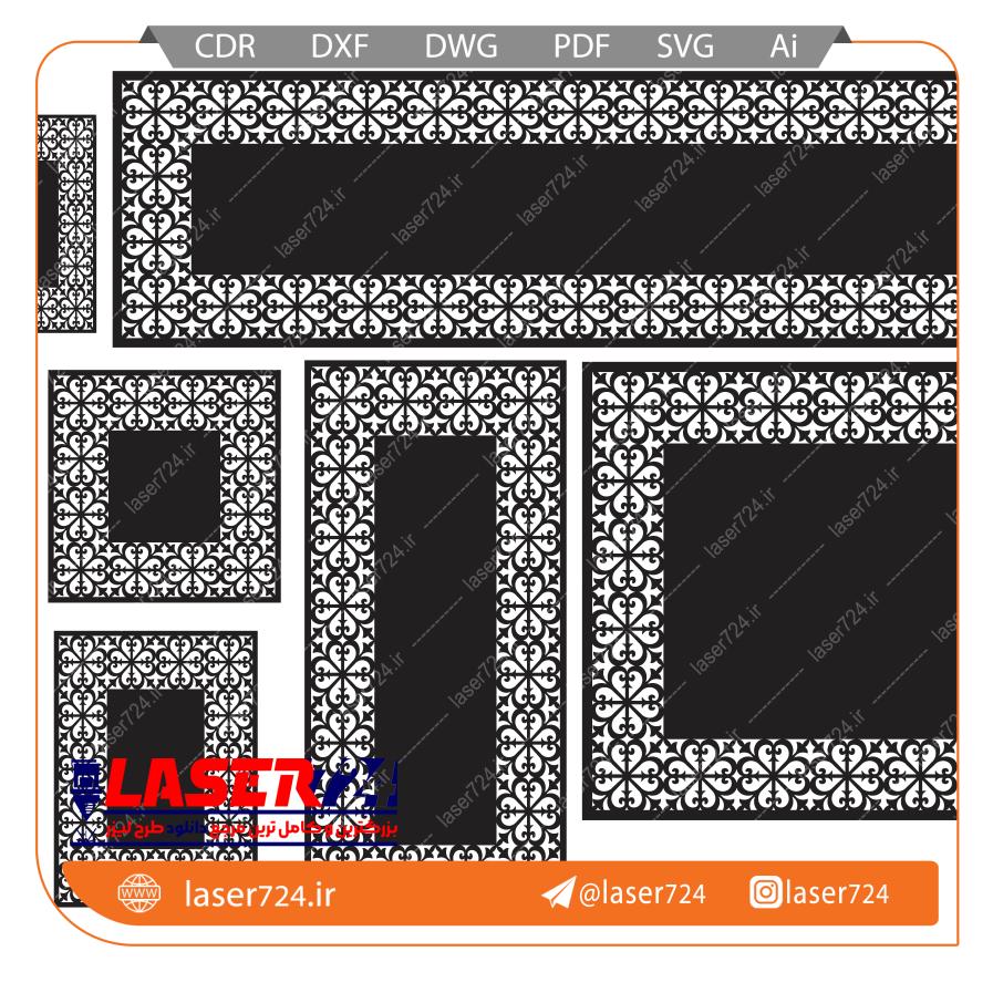 تصویر طرح لیزر رومیزی و رانر گلدار (6 تیکه)(فایل طلایی) #1