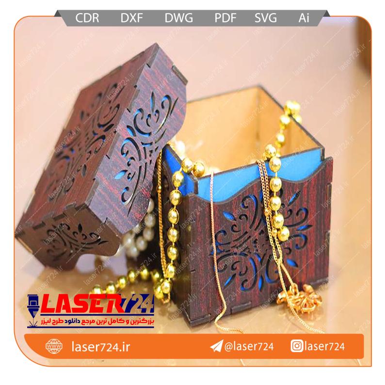 تصویر الگو لیزر جعبه نیم ست جواهرات #1