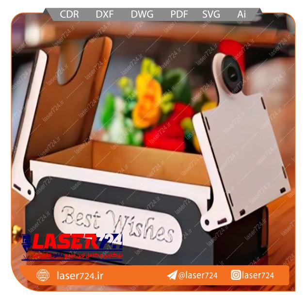 تصویر الگو برش لیزر جعبه کادویی دو درب #1