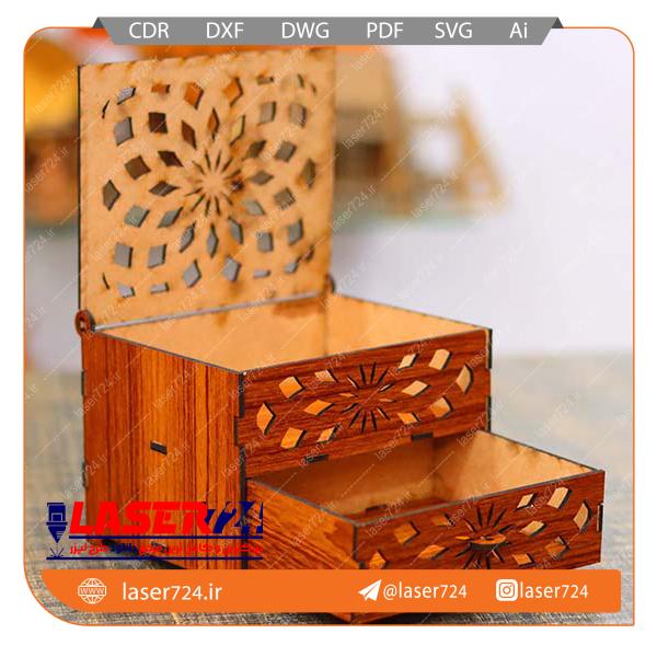 تصویر الگو لیزر جعبه کادو کشو دار #1