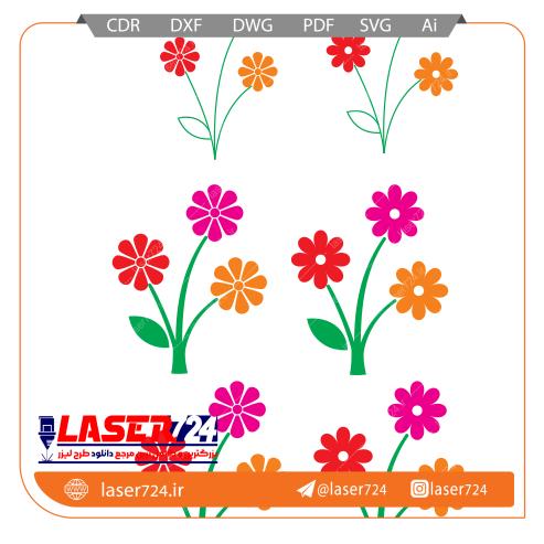 تصویر الگو برش لیزر وکتور گل و بوته #1