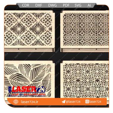 تصویر طرح برش لیزر جعبه مستطیل (چهار مدل درب) #1