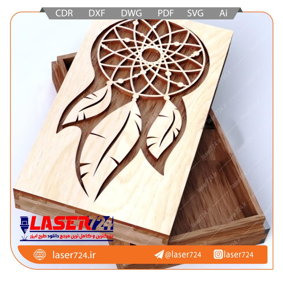تصویر الگو برش لیزر جعبه مدل ماندالا #1