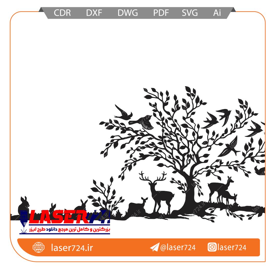 تصویر استیکردرخت و حیوانات #1
